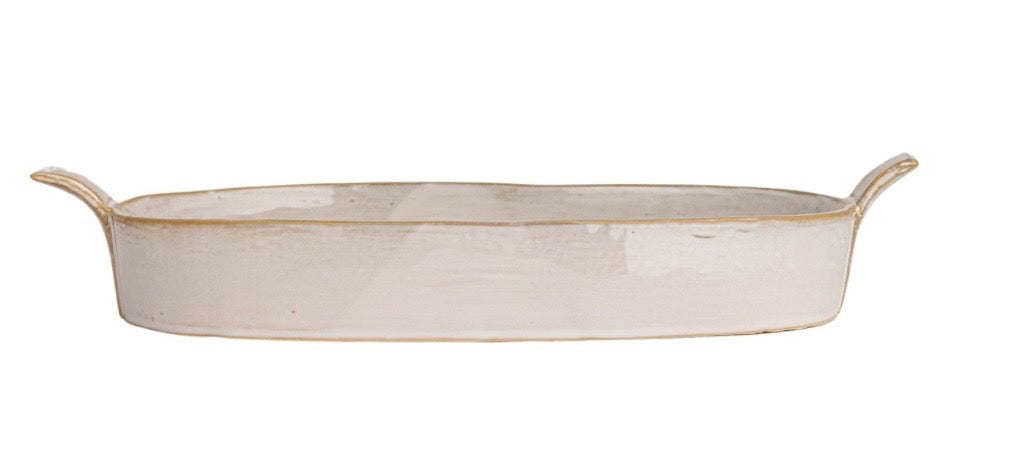 Oval stoneware baker with handles