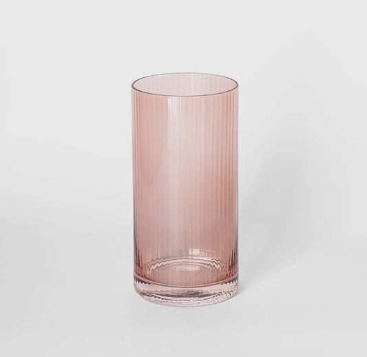 Glass Water Ribbed - Rose