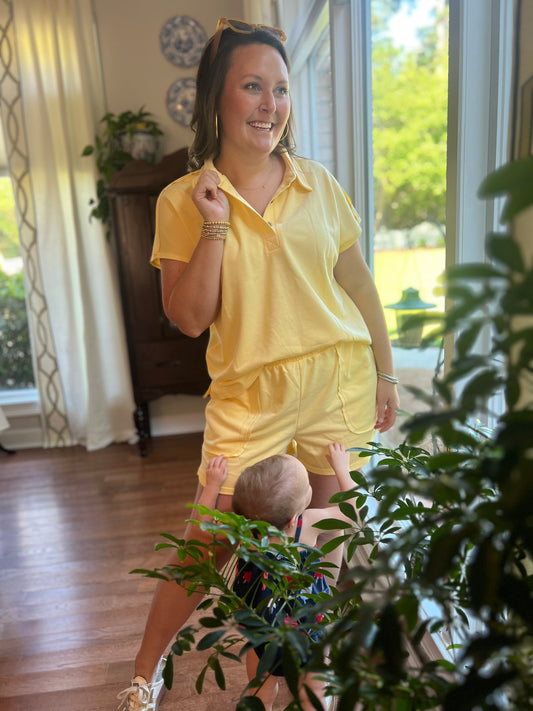 Loose Polo Tee Shorts Set