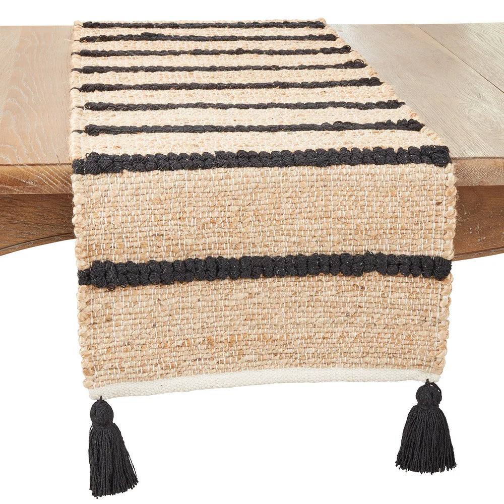 Shira Black and Natural Table Runner