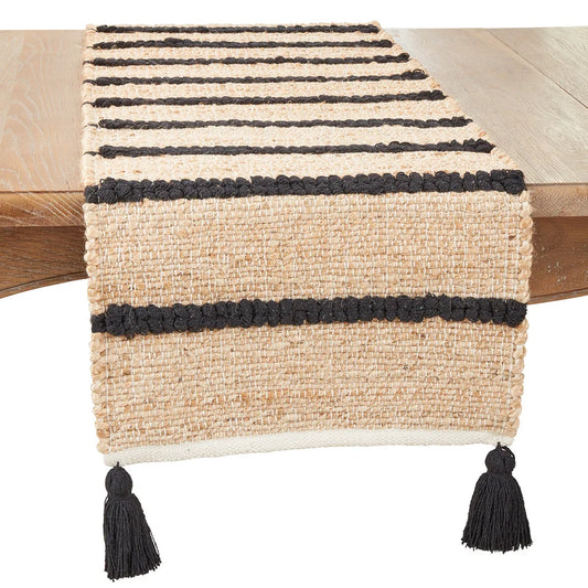 Shira Black and Natural Table Runner