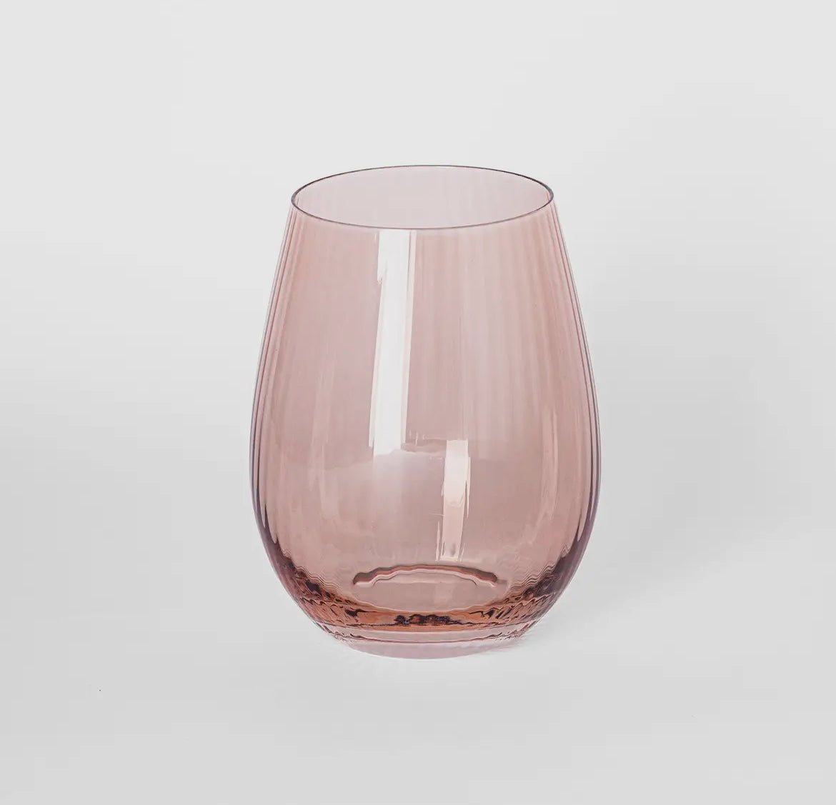 Glass Stemless Ribbed - Rose