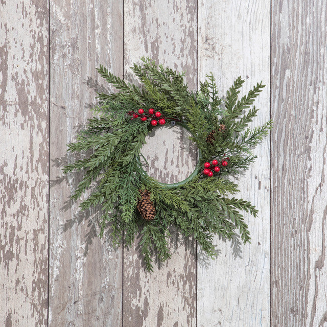 14" Hemlock & Cedar Candle Ring