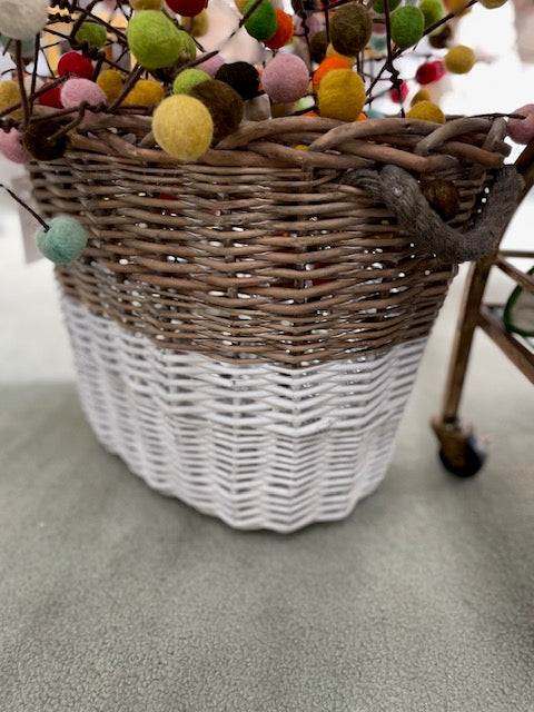 Two-toned Oval Basket with Rope Handles