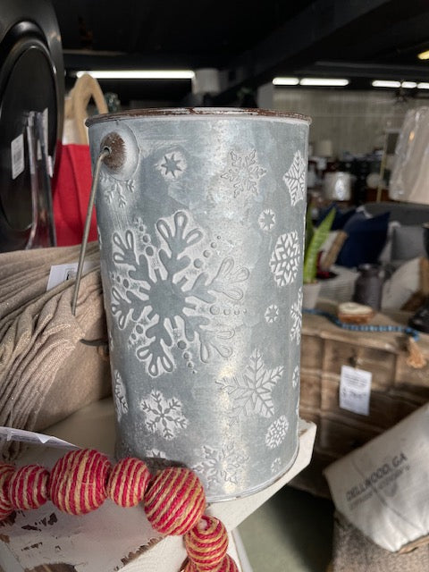 Silver Snowflake Tin Pail
