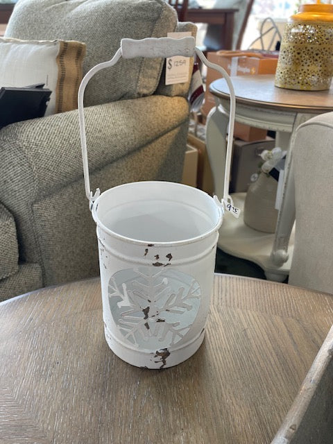 White Snowflake Tin Pail