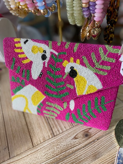 Tropical Bird Beaded  Bag