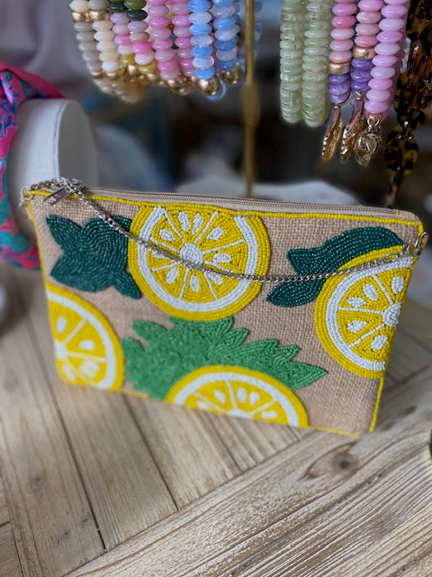 Lemon Beaded Bag