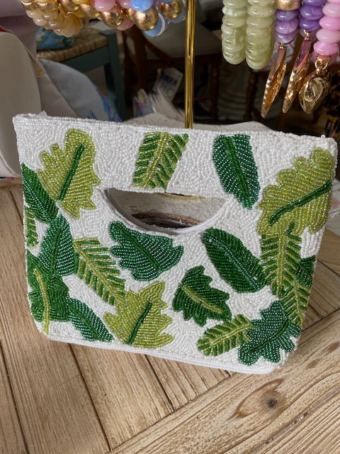 Palm Leaf Beaded Bag