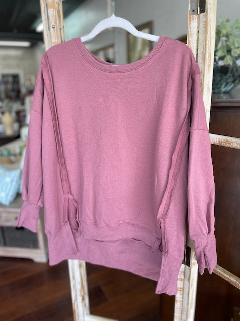 High-Low Crew Neck Sweatshirt