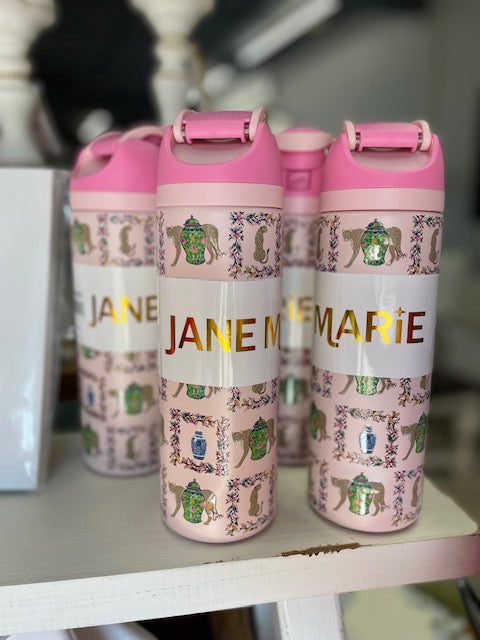 Purrfectly Pink 24 oz Water Bottle with Straw Cap