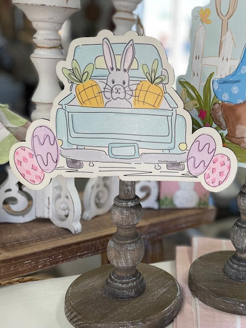 Bunny Truck Wooden Topper