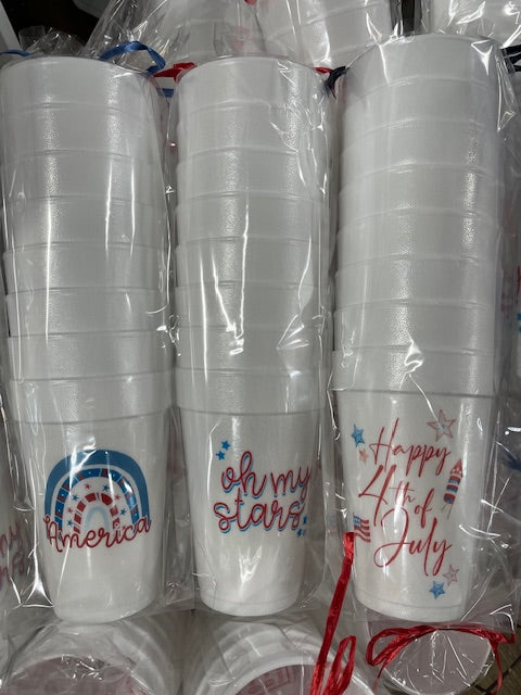 Patriotic Foam Cups - Sleeve of 8