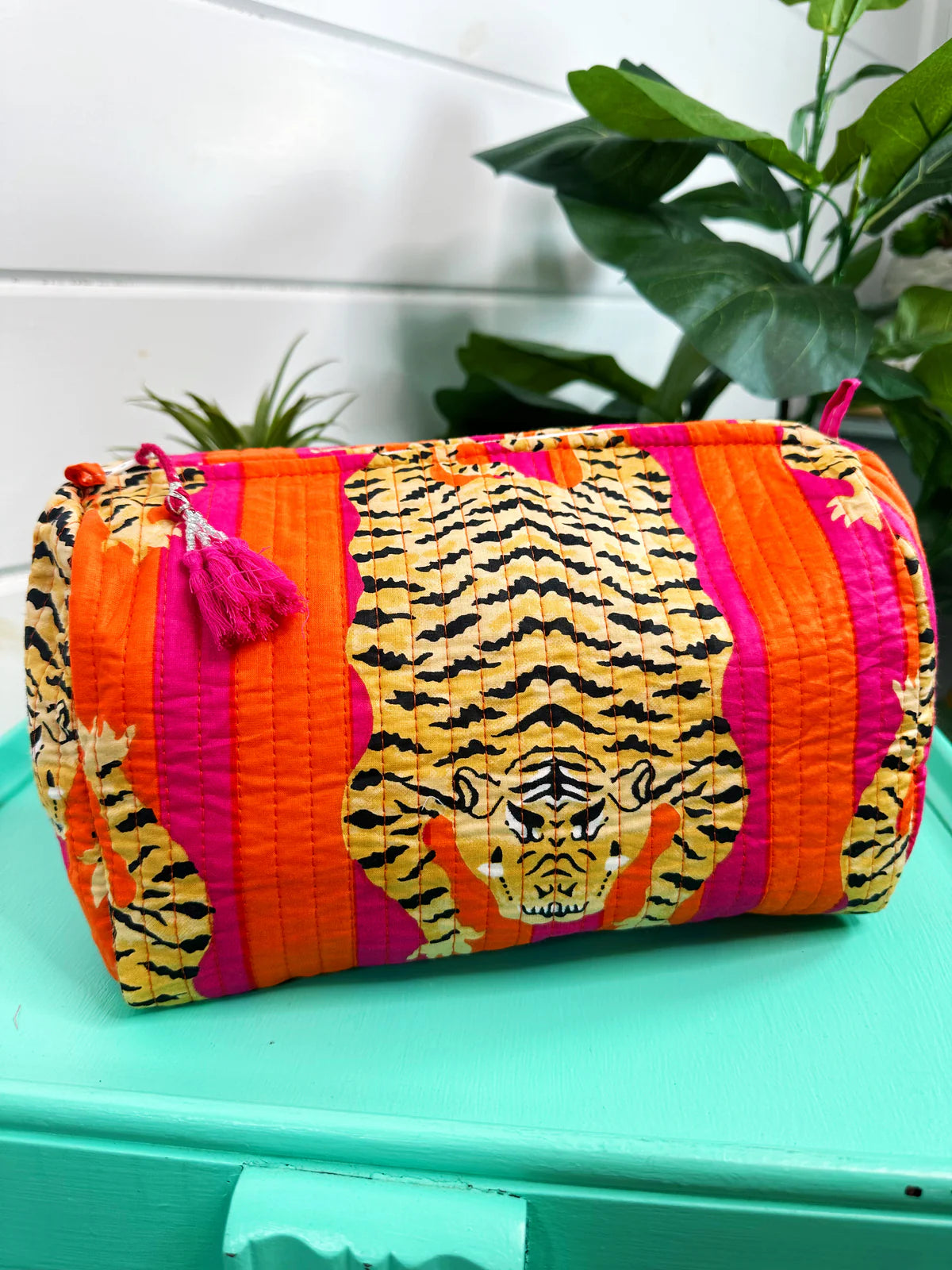 Cosmetic Bag - Orange and Hot Pink Tiger