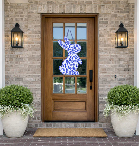 Blue Chinoiserie Bunny Door Hanger