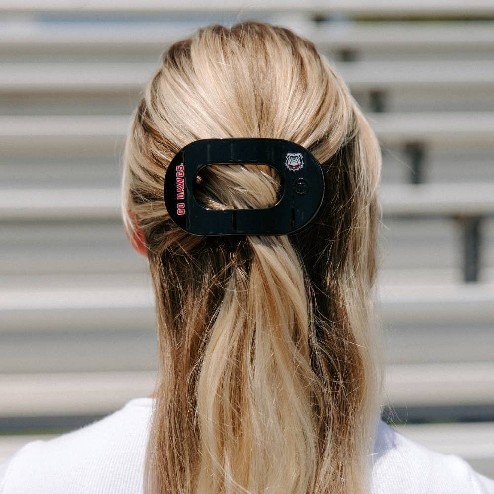 Teleties Go Dawgs! Medium Flat Round Hair Clip