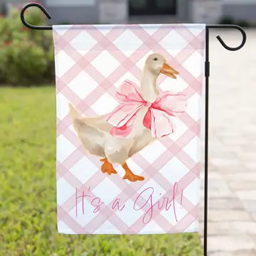 PINK BOW GOOSE GARDEN FLAG