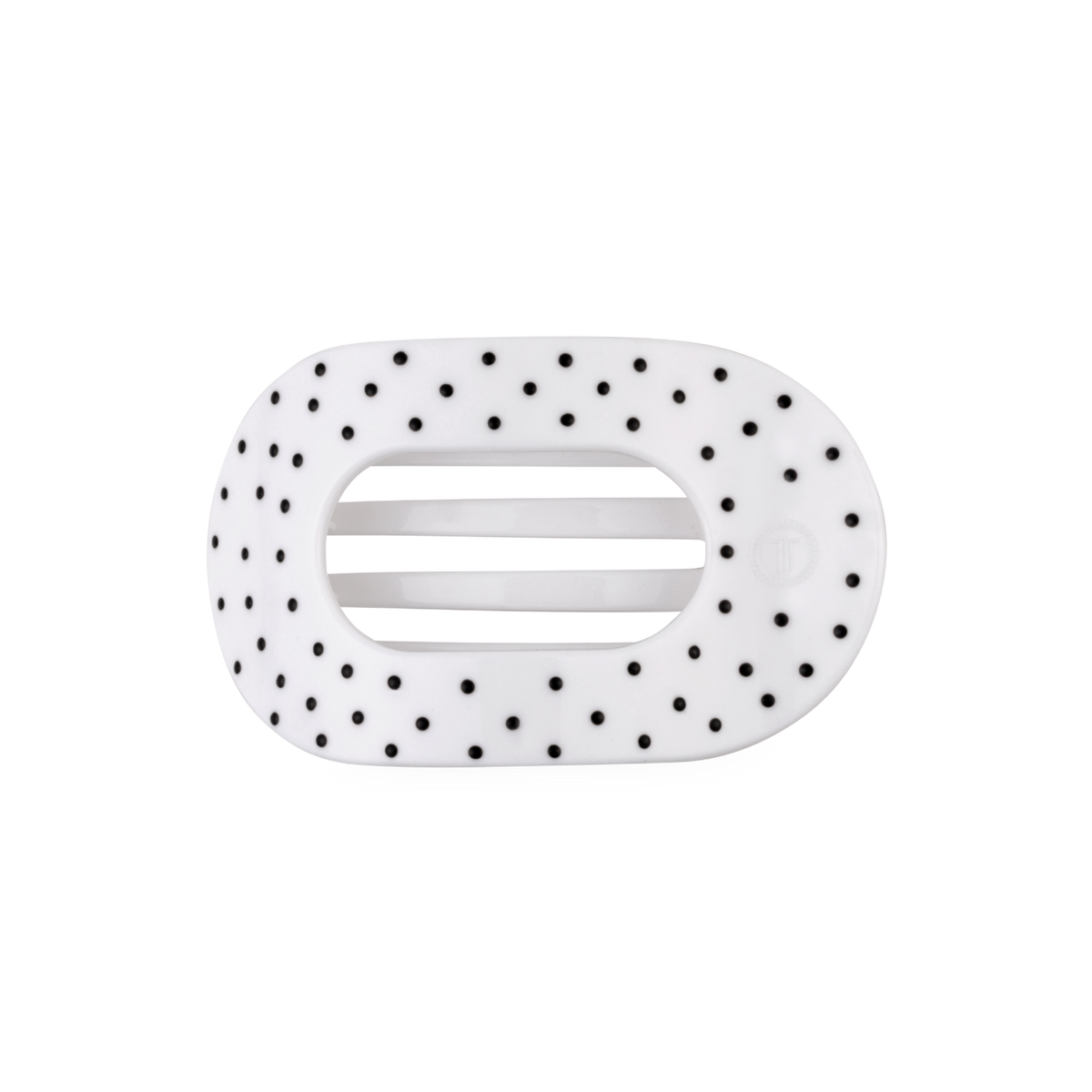 Teleties Flat Round | White Polka Dot Party | Medium Hair Clip