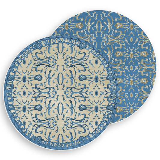 Blue & Tan Chinoiserie Reversible Vinyl Placemat