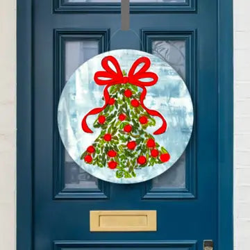 Holly Berry Christmas Tree Door Hanger
