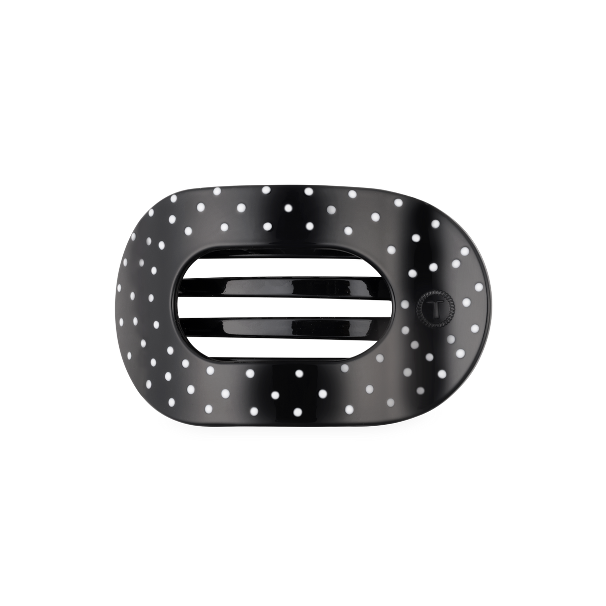Teleties Flat Round | Black Polka Dot Party | Medium Hair Clip