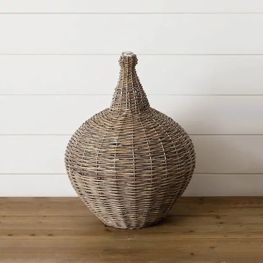 Willow Demijohn Basket with Glass Top