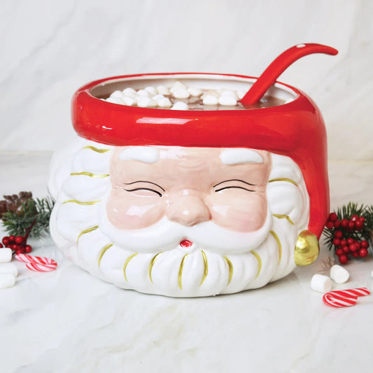 Red Santa Punch Bowl and Ladle