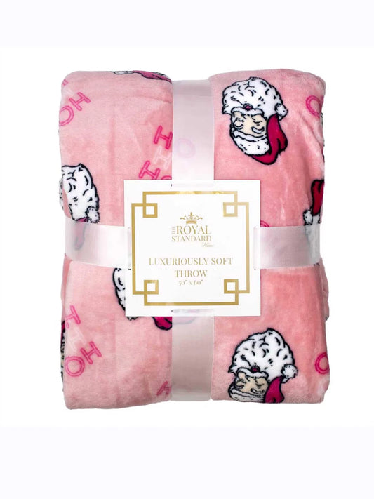 Ho Ho Ho Santa Fleece Throw - Pink