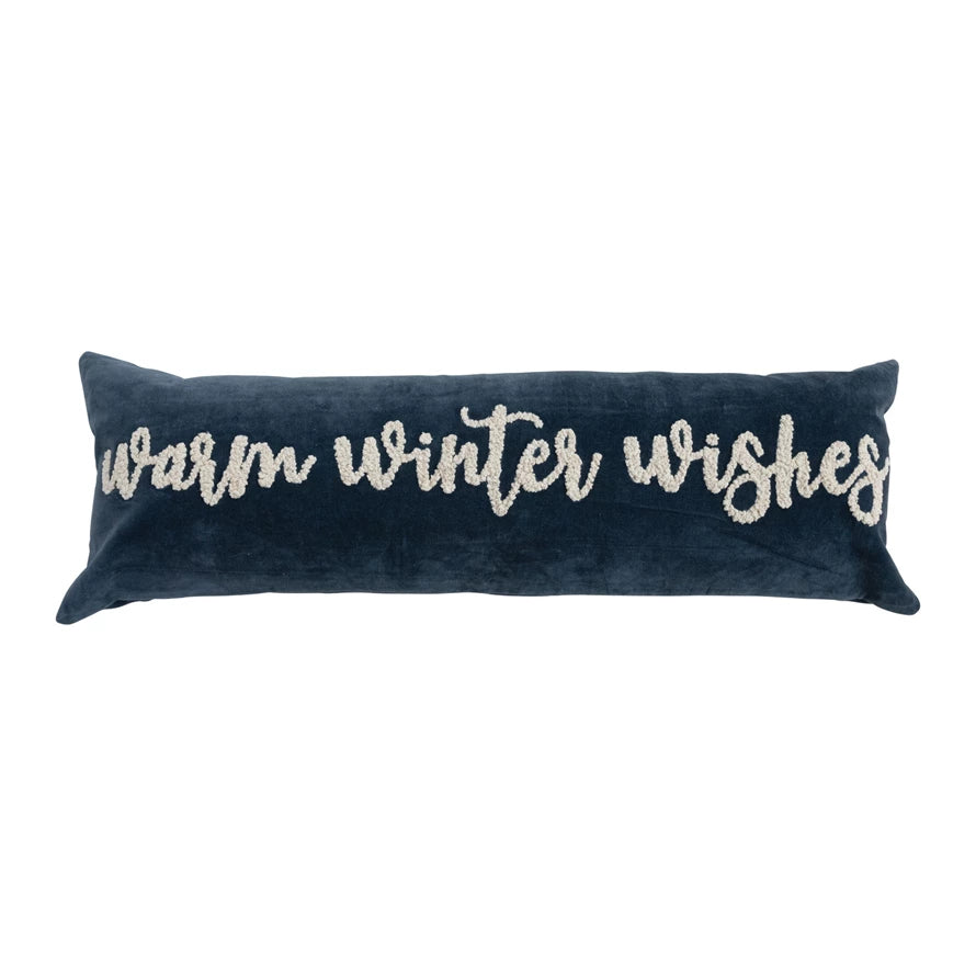 Blue Velvet Warm Winter Wishes Lumbar Pillow