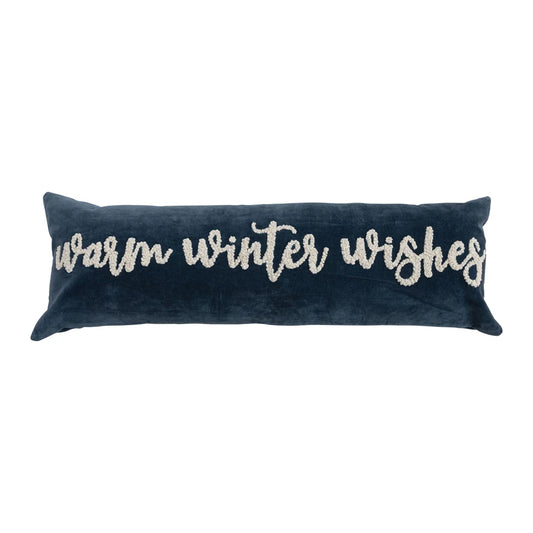 Blue Velvet Warm Winter Wishes Lumbar Pillow