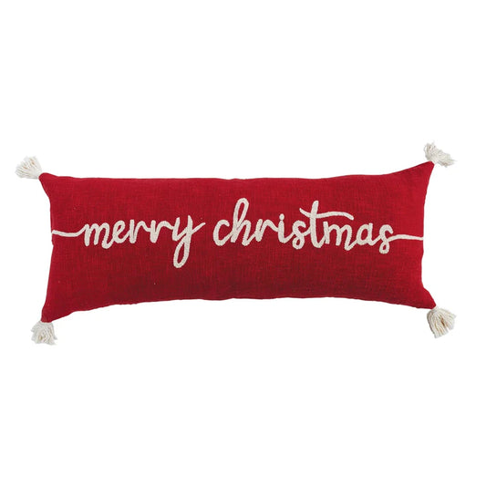 Merry Christmas Lumbar Pillow - Red